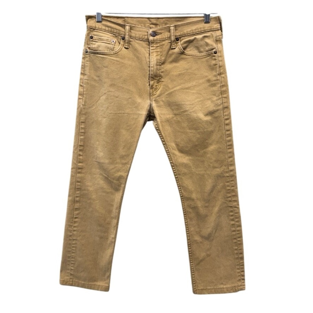 Levis 513 Slim Straight Jeans Mens 32x26 Tan Khaki Cotton Blend Stretch Pants